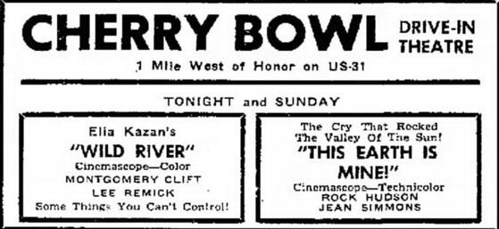 Cherry Bowl Drive-In Theatre - SEPT 24 1960 AD